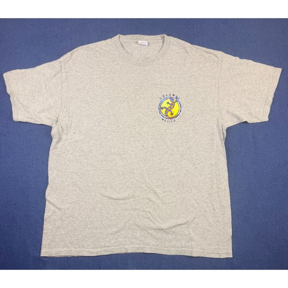 Vintage Cozumel Mexico Gecko Graphic T-Shirt Gray XL Yazbek Made in Mexico